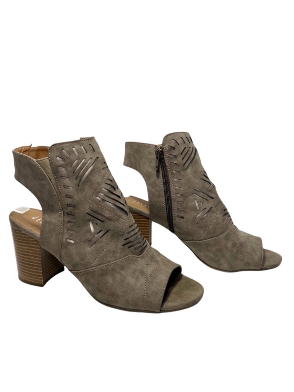 Jelly Pop Paisley Tan Laser Cut Open Toe Booties Women’s size 10